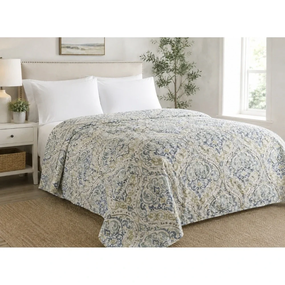 Pottery Barn  Jessie Scroll Full Queen Duvet Green And Blue